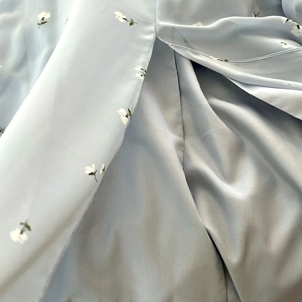 Jenny Yoo Bridesmaid Priya Dress size 0 Baby Blue Periwinkle Color White flower - Picture 11 of 12